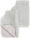 Little Unicorn: Muslin Burp Cloth - Grey Stripe (2 Pack)