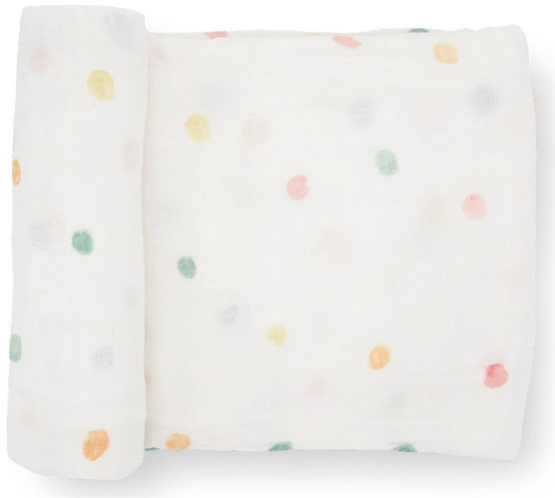 Little Unicorn: Single Cotton Muslin Swaddle - Party Dots