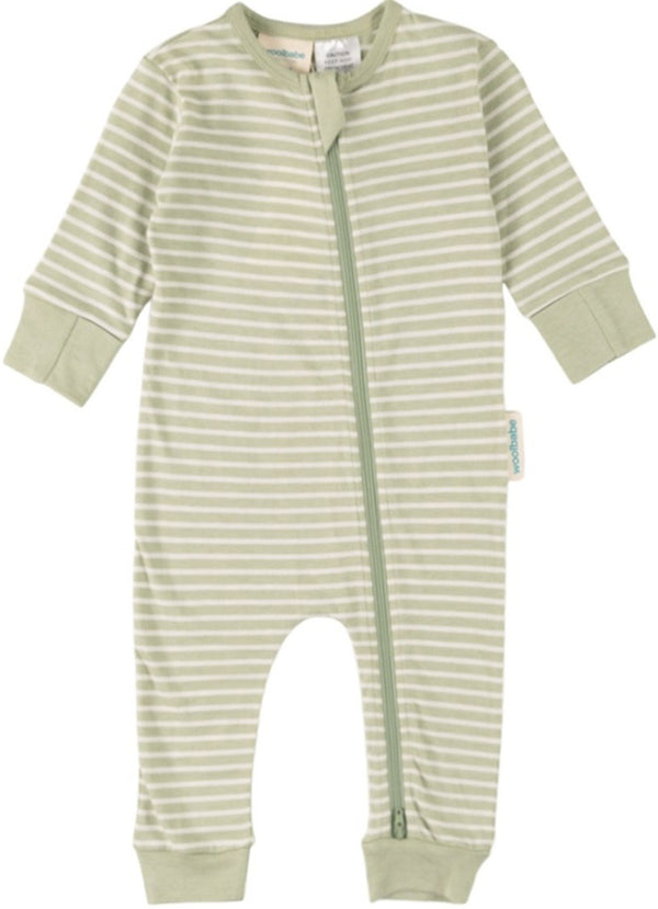 Woolbabe: Pyjama Suit - Meadow (1 Year) in Cream/Green