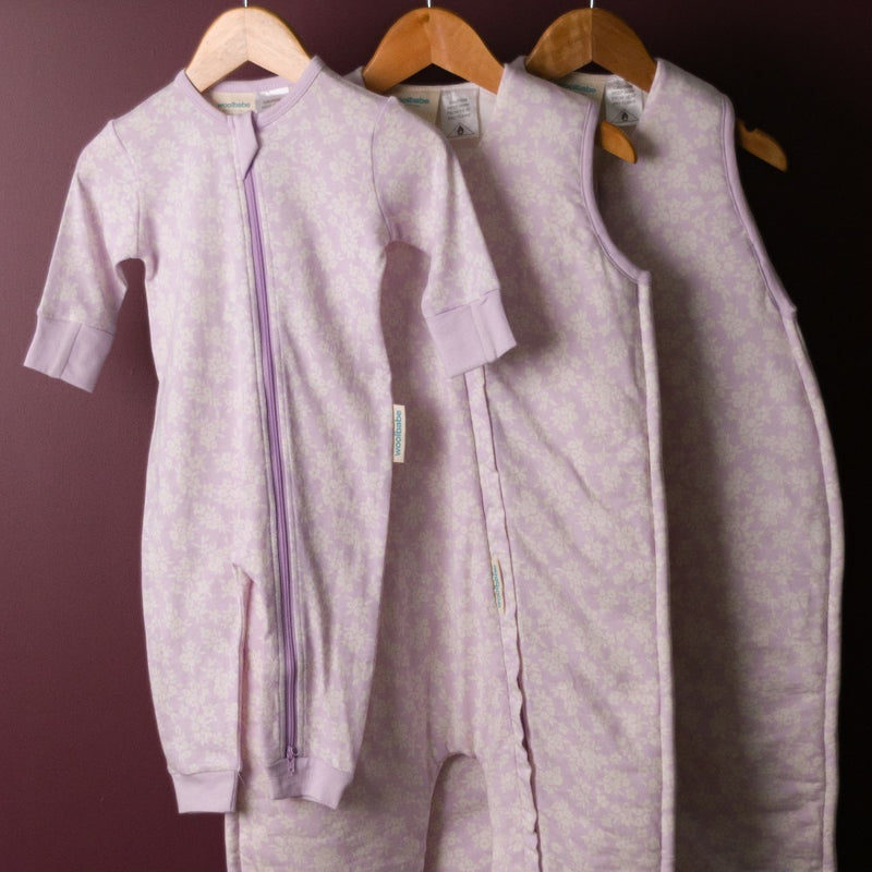 Woolbabe: Pyjama Suit - Mauve Manuka (1 Year) in Pink/White