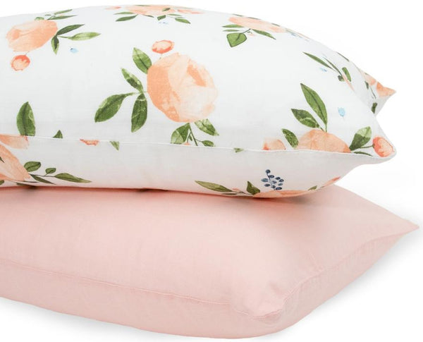 Little Unicorn: Pillowcase Set - Watercolour Roses Grande (2 Pack)