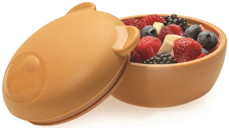 Melii: Silicone Animal Bowl with Lid & Utensils - Bear