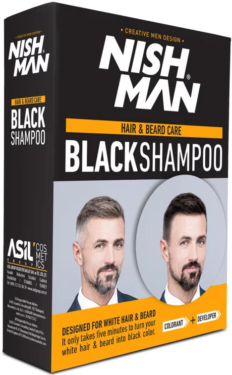Nishman: Hair & Beard Coloring Black Shampoo