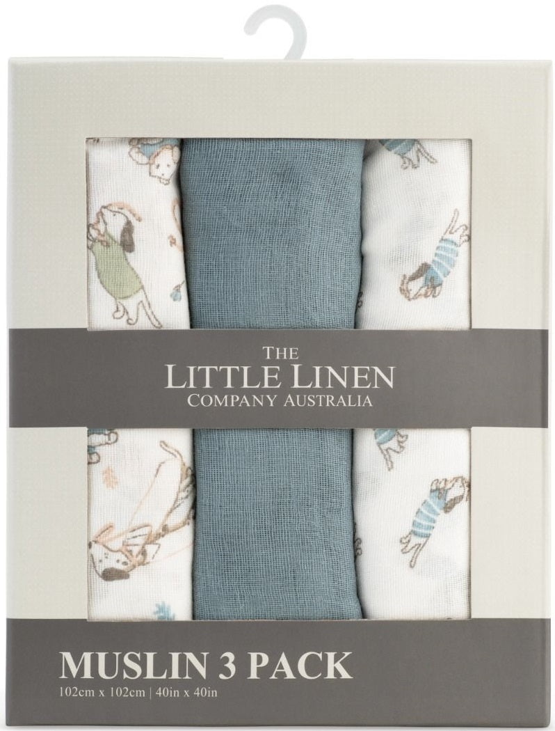 Little Linen: Muslin Wrap - Barklife Dog (3 Pack)