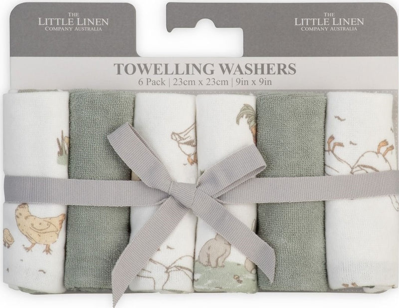 Little Linen: Towelling Washer - Farmyard Lamb (6 Pack)