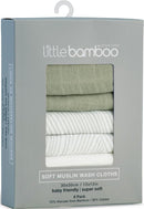 Little Bamboo: Muslin Wash Cloths - Bayleaf (6 Pack)