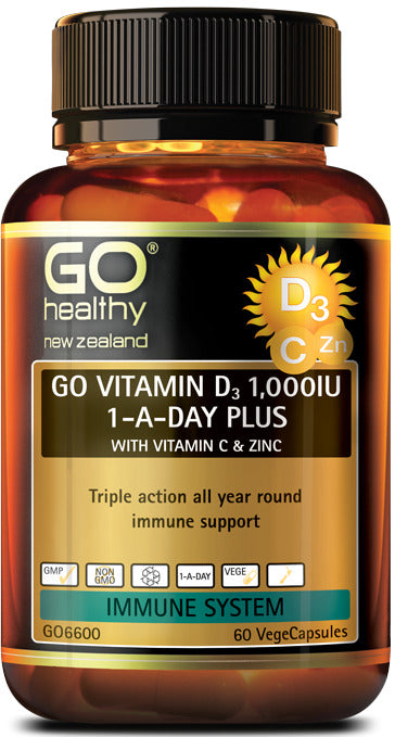 GO Healthy: GO Vitamin D3 - 1000Iu Plus Vitamin C & Zinc (60 VegeCaps)