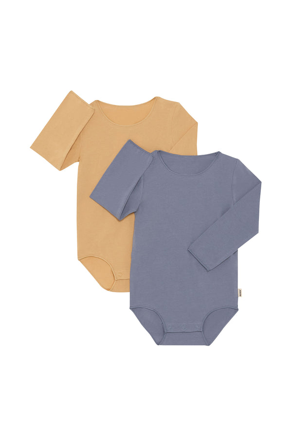 Bonds: Long Sleeve Bodysuit 2-Pack - Terracotta/Plum (Size 000)