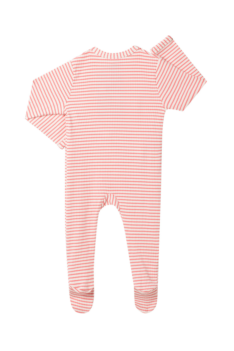 Bonds: Long Sleeve Newbies Rib Zippy - Pink Stripes (Size 000)