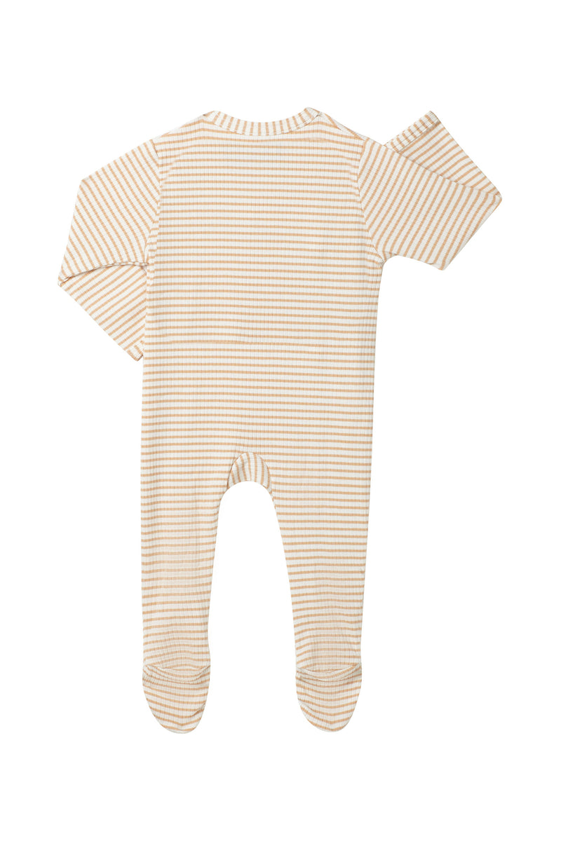 Bonds: Long Sleeve Newbies Rib Zippy - Brown Stripes (Size 00000)