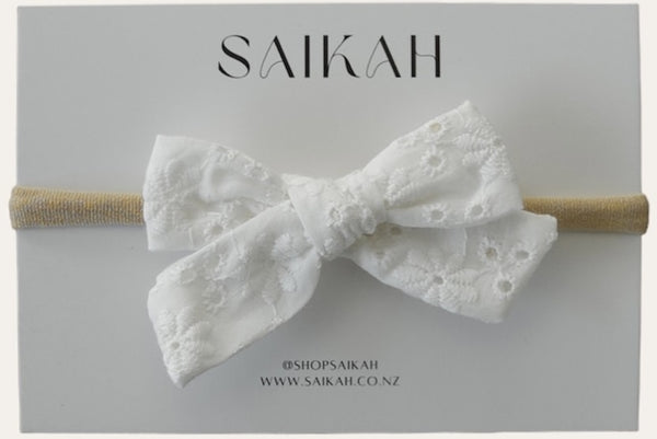 Saikah: Embroidered Headband - Milk