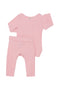 Bonds: Pointelle Long Sleeve Bodysuit And Legging Set - Sunkist Rose (Size 0000)