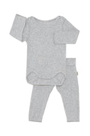 Bonds: Pointelle Long Sleeve Bodysuit And Legging Set - New Grey Marle (Size 0)