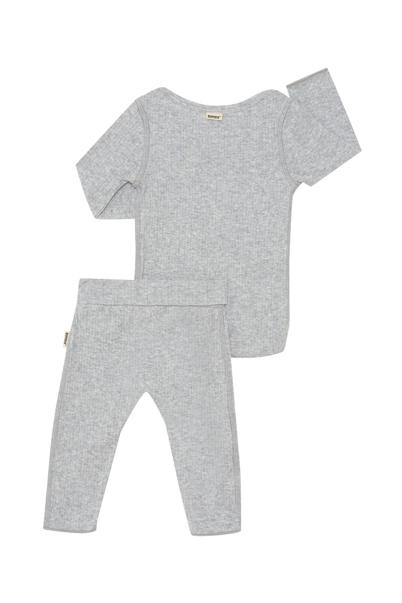 Bonds: Pointelle Long Sleeve Bodysuit And Legging Set - New Grey Marle (Size 1)