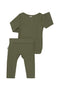 Bonds: Pointelle Long Sleeve Bodysuit And Legging Set - Hiker Green (Size 000)