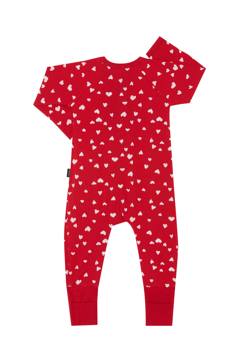 Bonds: Long Sleeve Zip Wondersuit - Red Love Hearts (Size 00)