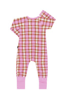 Bonds: Long Sleeve Zip Wondersuit - Pink Gingham (Size 000)