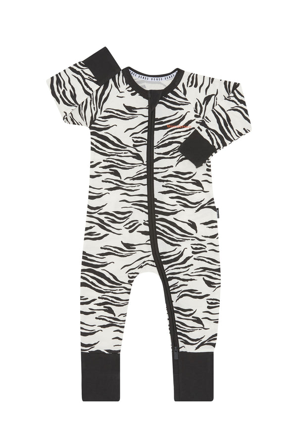 Bonds: Long Sleeve Zip Wondersuit - Zebra Stripes (Size 1)