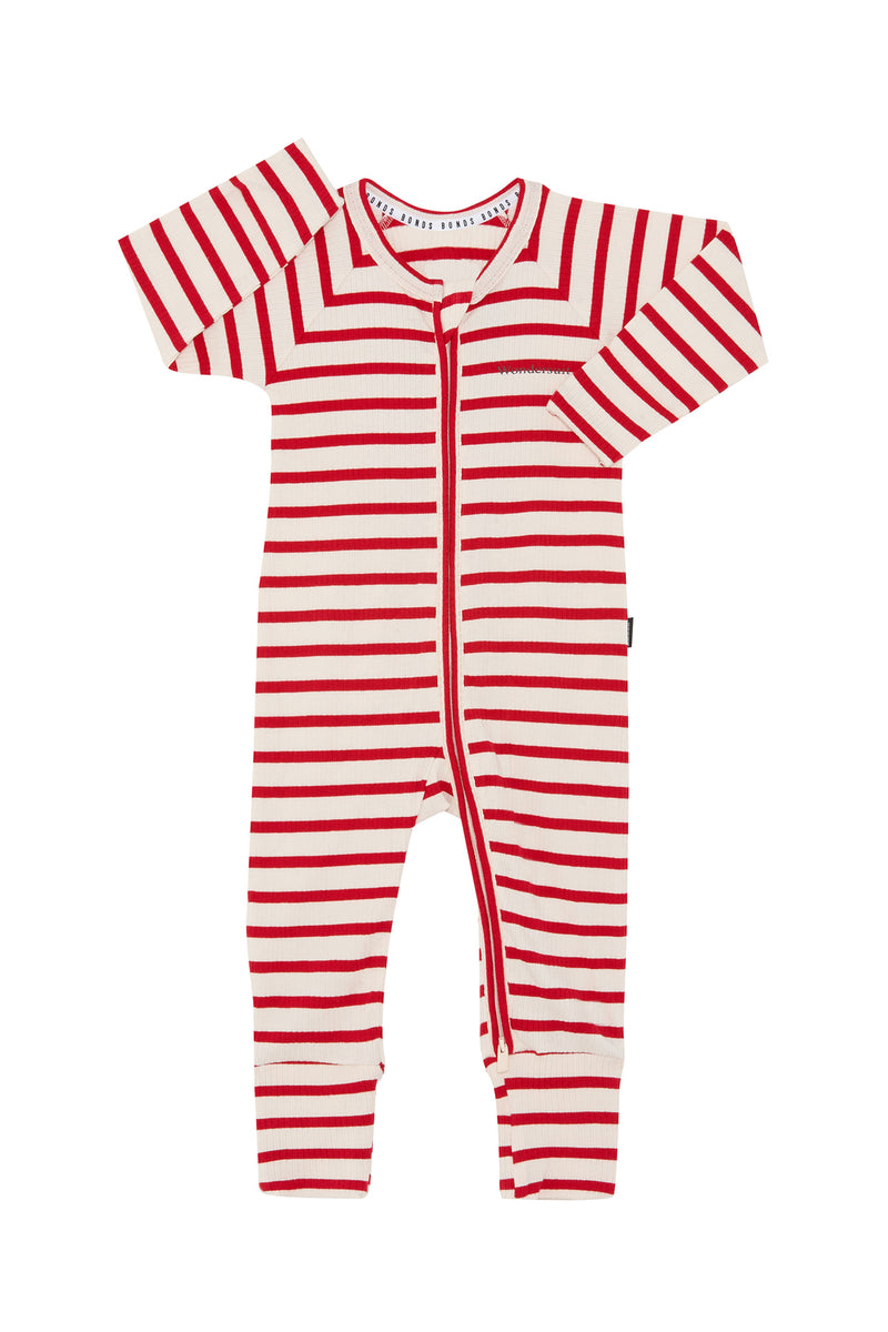 Bonds: Long Sleeve Zip Wondersuit - Candy Cane (Size 00)