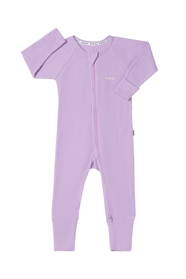 Bonds: Long Sleeve Waffle Zip Wondersuit - Purple Pansy (Size 0)