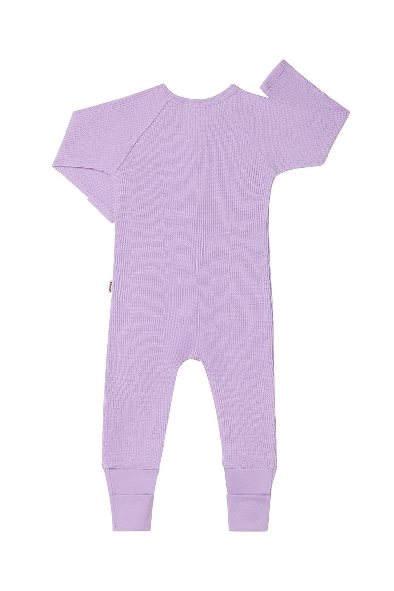 Bonds: Long Sleeve Waffle Zip Wondersuit - Purple Pansy (Size 1)