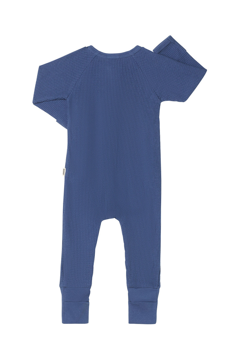 Bonds: Long Sleeve Waffle Zip Wondersuit - Bastille Blue (Size 1)