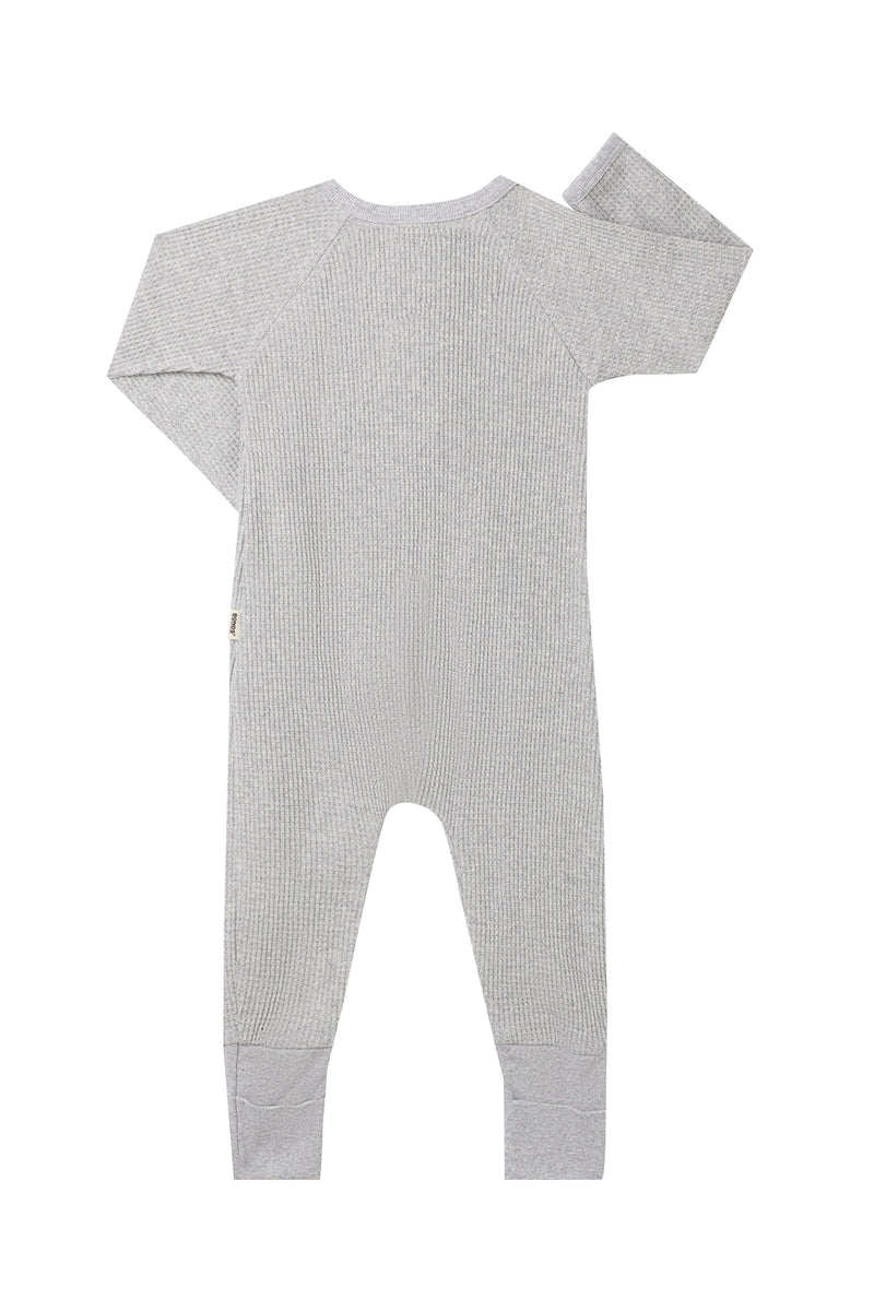 Bonds: Long Sleeve Waffle Zip Wondersuit - New Grey Marle (Size 00)