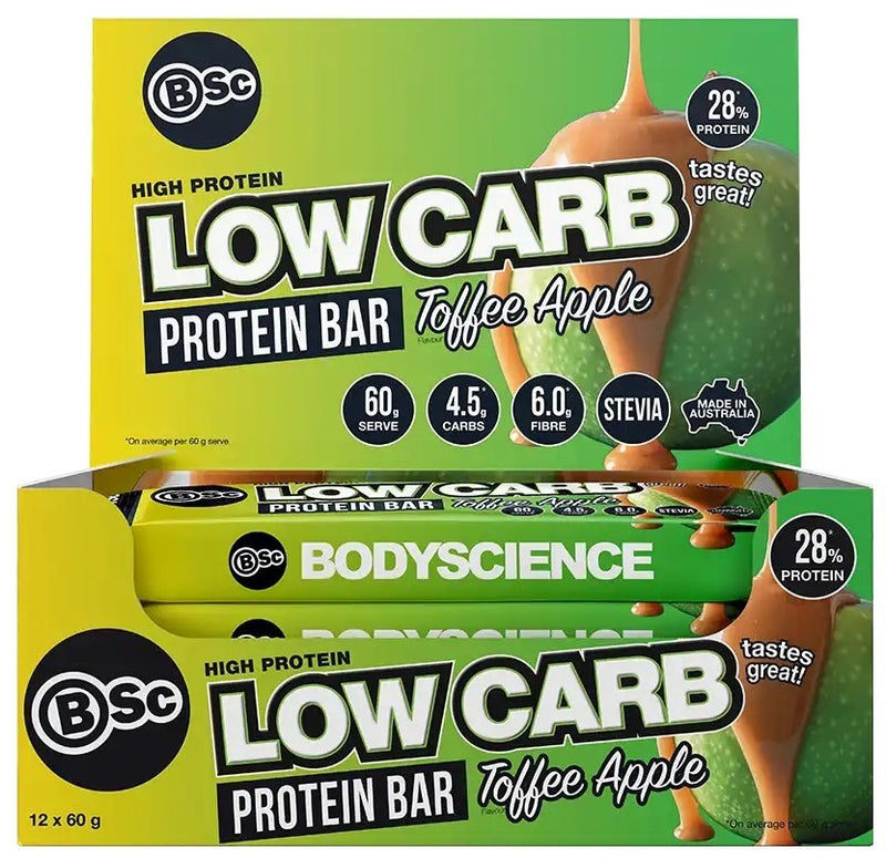 BSc Bodyscience Low Carb High Protein Bars - Toffee Apple (60g) x 12