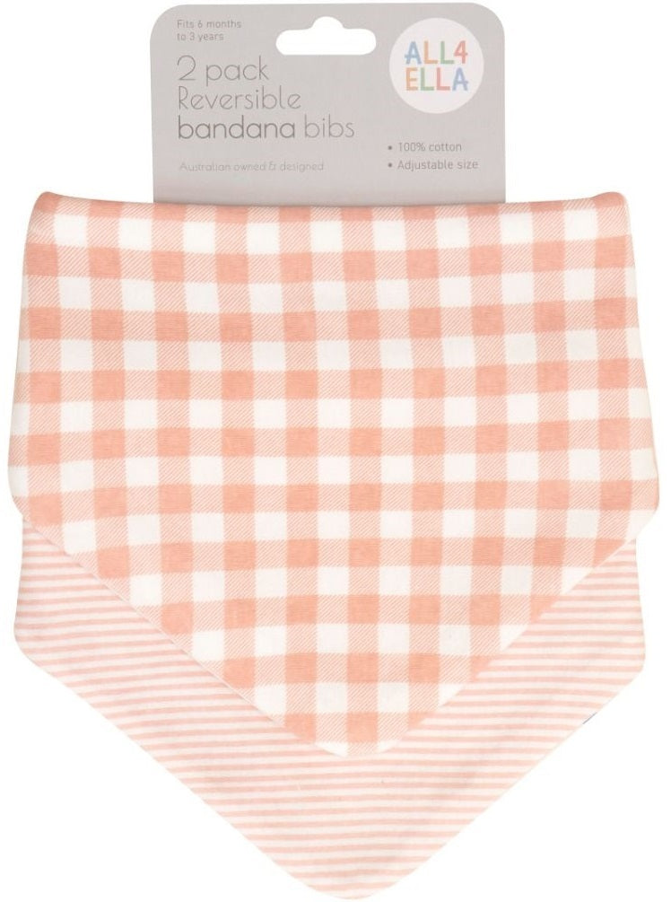 All4Ella: Bandana Bib - Gingham Strawberry (2 Pack)