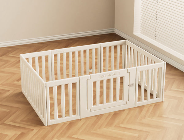 2-in-1 Convertible Baby Fence Play Pen - 180cm x 200cm (White)