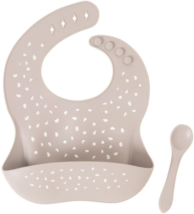 All4Ella: Silicone Bib with Spoon - Stone