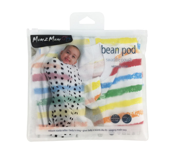 Mum 2 Mum: Bean Pod Swaddle Pouch - Colourful Stripe (0-2 Months) (Small)
