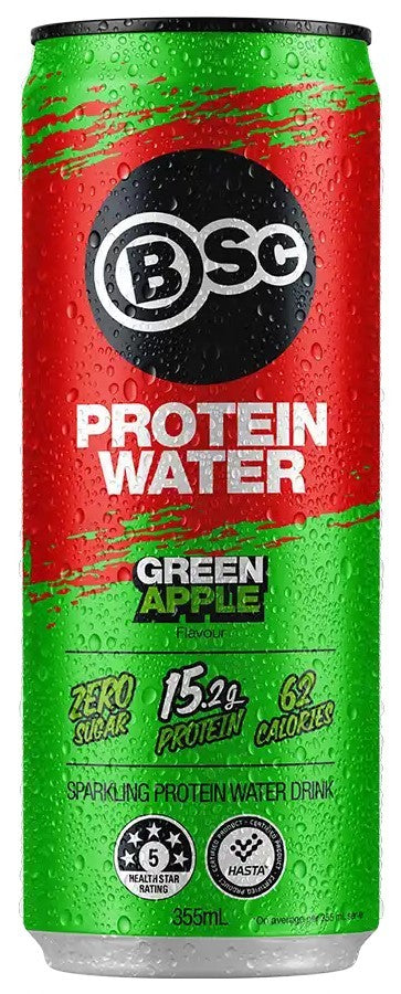 BSc Bodyscience Protein Water Cans - Green Apple (12x355ml)
