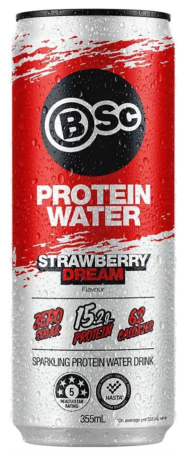 BSc Bodyscience Protein Water Cans - Strawberry Dream (12x355ml)