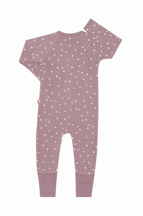 Bonds: Long Sleeve Poodelette Wondersuit - Ditsy Dots Munroe Mauve (Size 0000)