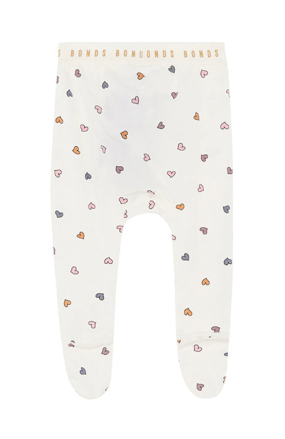 Bonds: Newbies Footed Leggings - Whispering Heart Marscapone (Size 000)