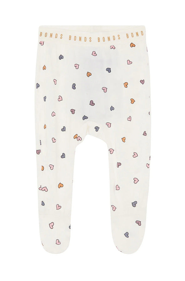 Bonds: Newbies Footed Leggings - Whispering Heart Marscapone (Size 00000)