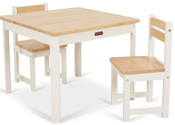 TikkTokk: Little Boss Square Table & Chairs Set - White/Natural