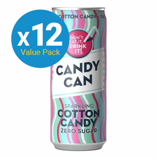 Candy Can Sparkling Cotton Candy Zero Sugar Can - 330ml (12 Pack)