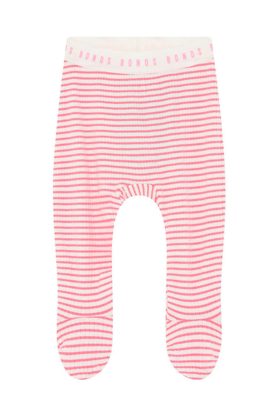 Bonds: Newbies Rib Foot Legging - Pink Stripes (Size 00000)