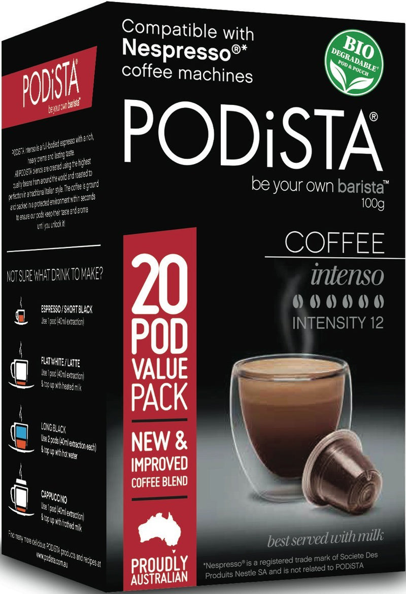 Podista Intenso Coffee Pods 20s (4 Pack)