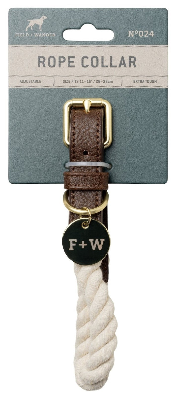 Field + Wander: Small Rope Collar - 28-38cm (Cream)