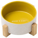 Field + Wander: Ceramic Bowl w Stand 620ml - Yellow 'Whine & Dine'
