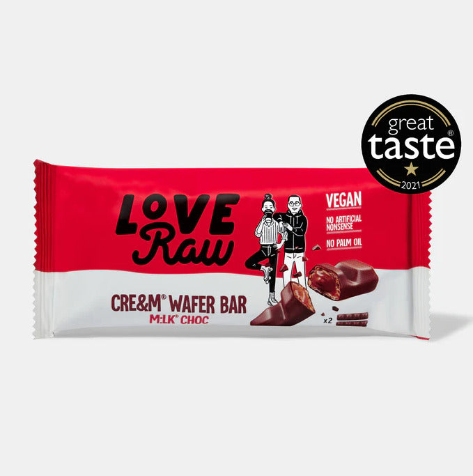 LoveRaw M:lk Choc Cre&m Wafer Bars - 43g (12 Pack)