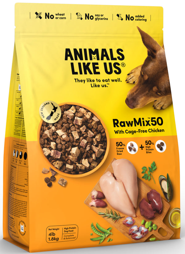 Animals Like Us: RawMix50 with Cage-Free Chicken Dog food (1.8kg)