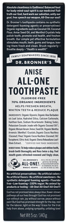 Dr Bronners: Toothpaste - Anise (140gm)