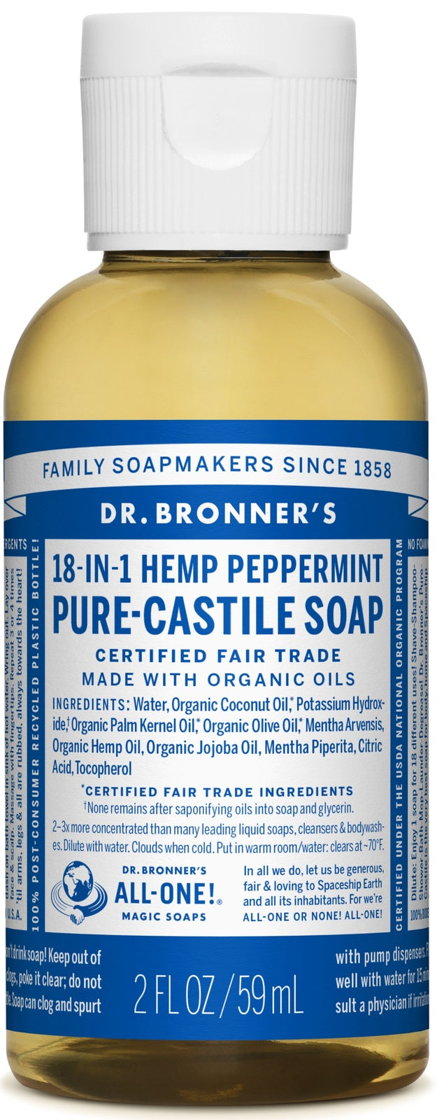 Dr Bronners: Liquid Soap - Peppermint (59ml)