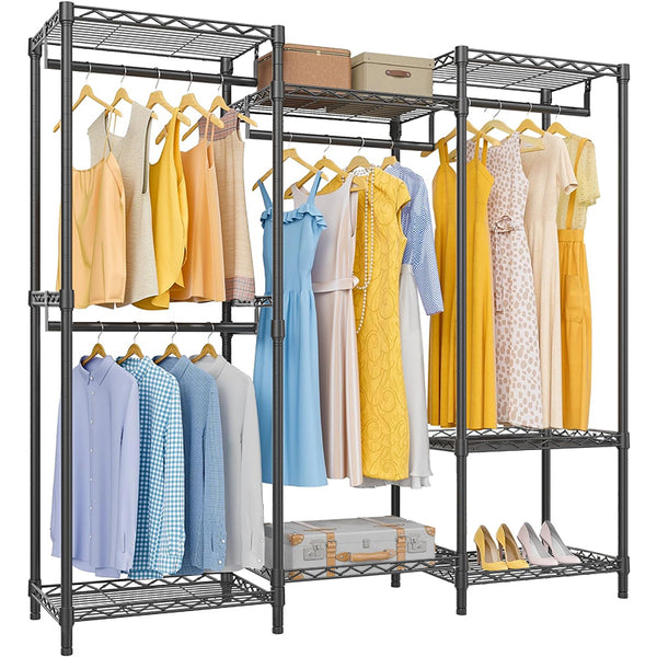 STORFEX Adjustable Heavy Duty Metal Clothing Rack - Black