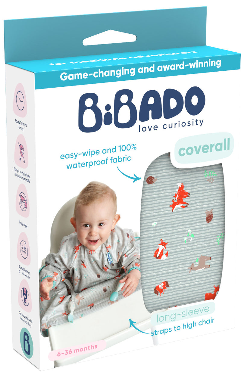 Bibado: Highchair Coverall Bib with Long Sleeves - Woodlands Forest