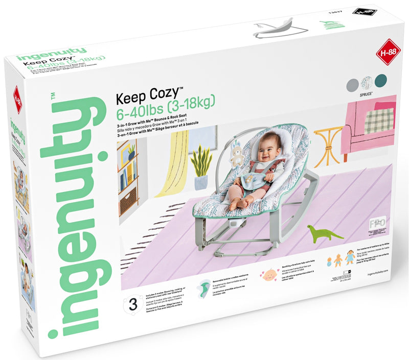 Ingenuity Keep Cozy 3-in-1 Grow With Me Bounce & Rock Seat - Spruce